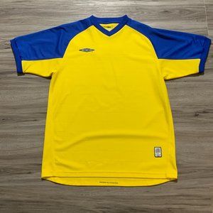 ⭐️2/$20 Umbro | Men's Large Blue & Yellow Soccer Jersey #7